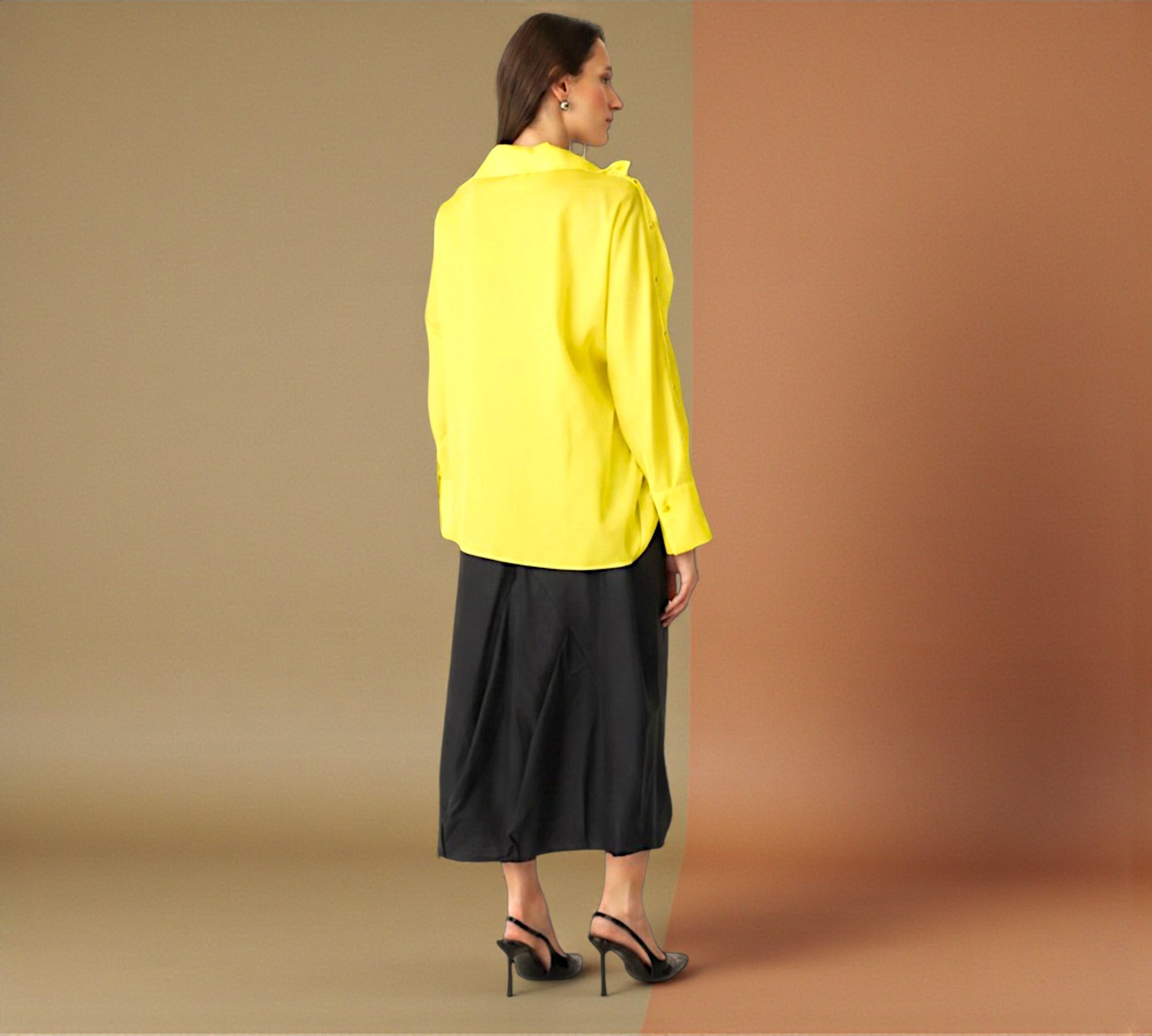 Bize Statement Yellow Blouse with Open Sleeve Detail & Side Tie - Above the Crowd Boutique