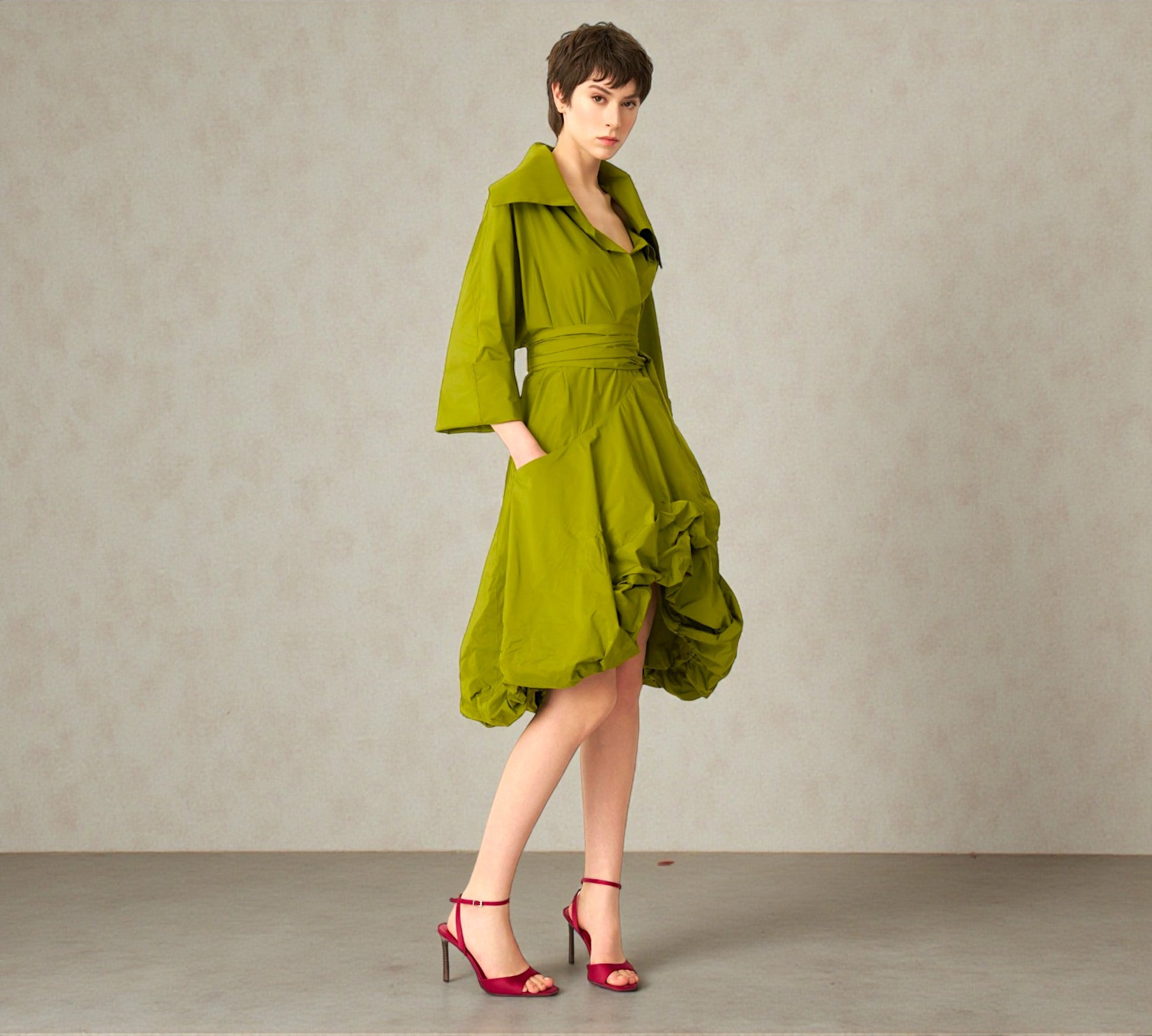 Bize Sculptural Cape Dress - Above the Crowd Boutique