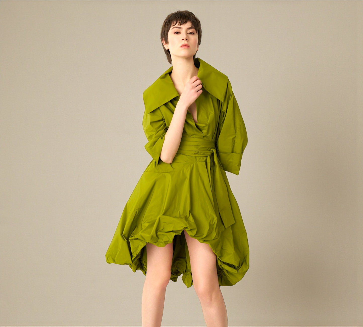 Bize Sculptural Cape Dress - Above the Crowd Boutique