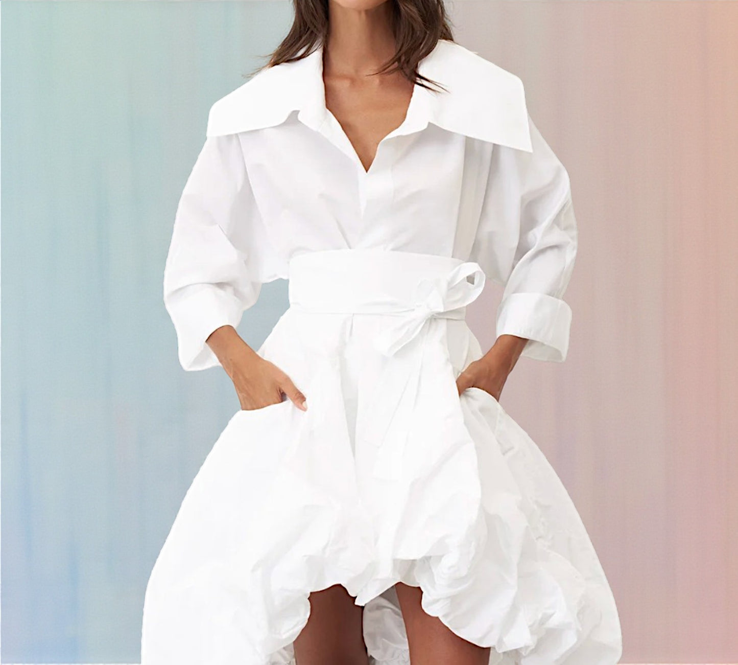 Bize Sculptural Cape Dress - Above the Crowd Boutique