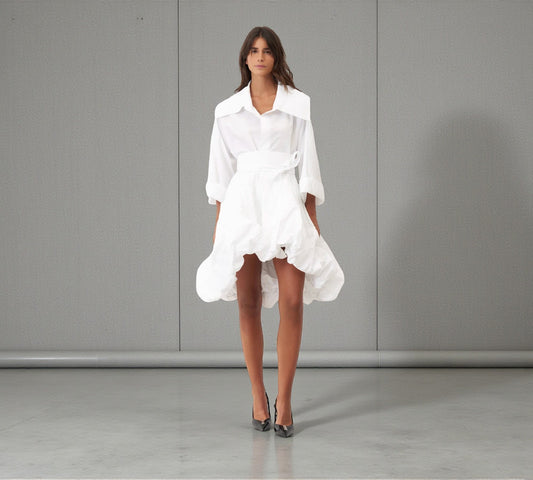 Bize Sculptural Cape Dress - Above the Crowd Boutique