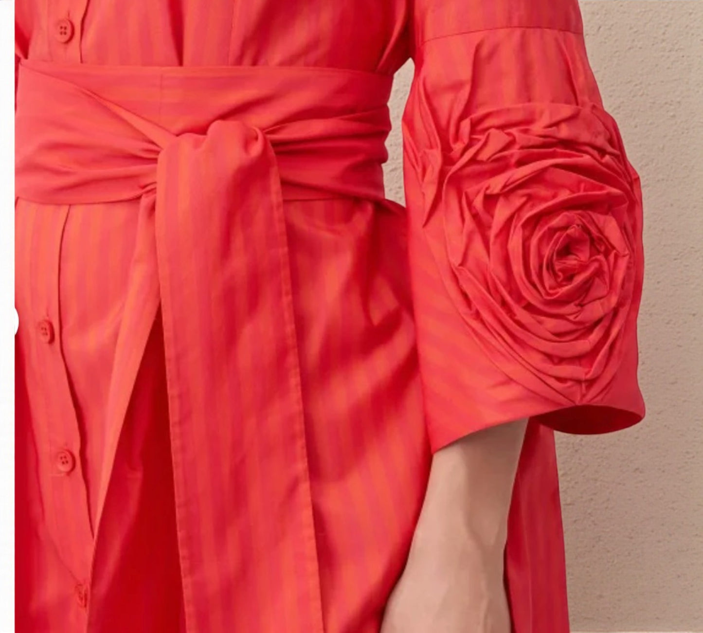 Bize Statement Shirt Dress with Rosette Sleeve - Above the Crowd Boutique