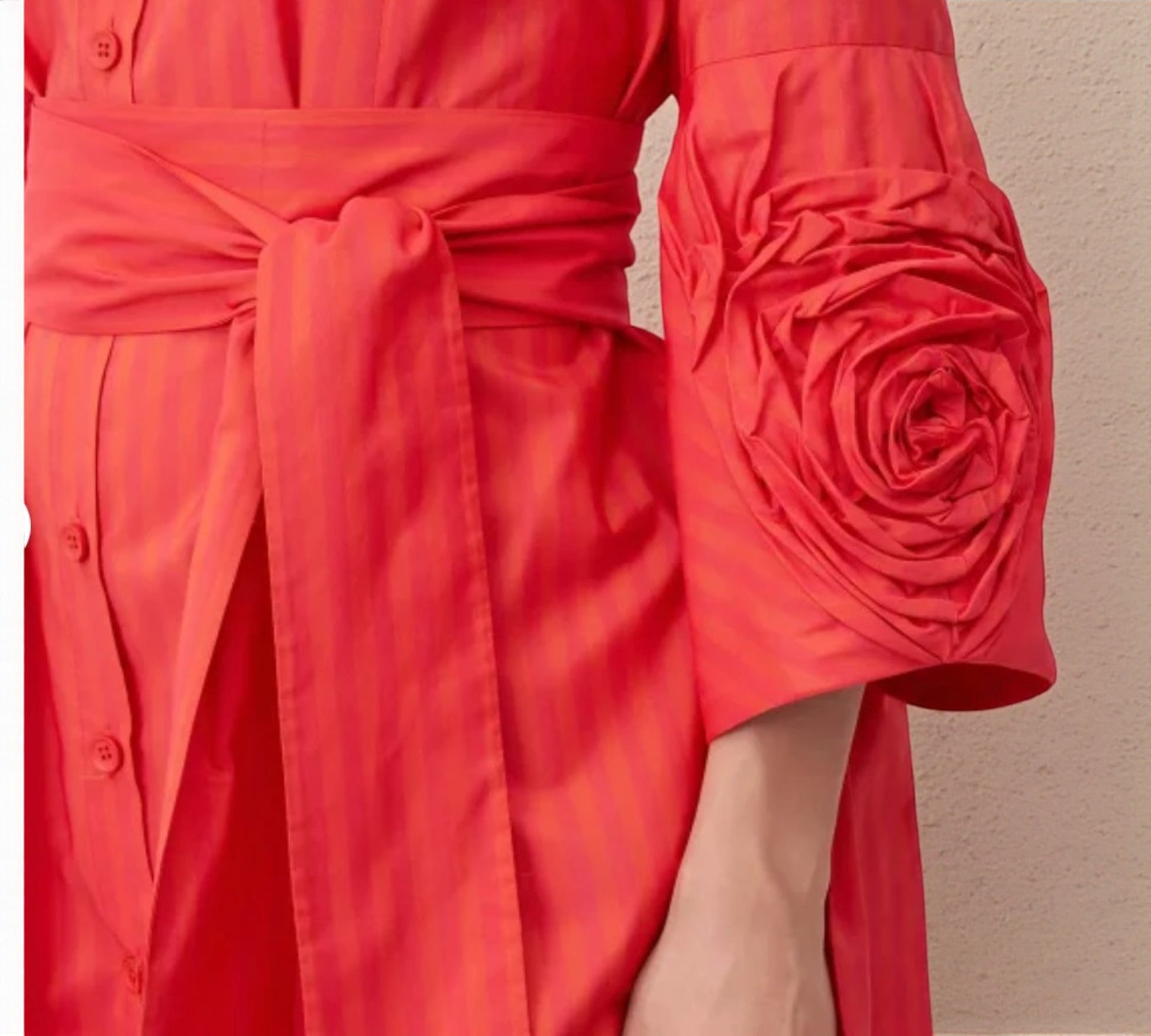 Bize Statement Shirt Dress with Rosette Sleeve - Above the Crowd Boutique
