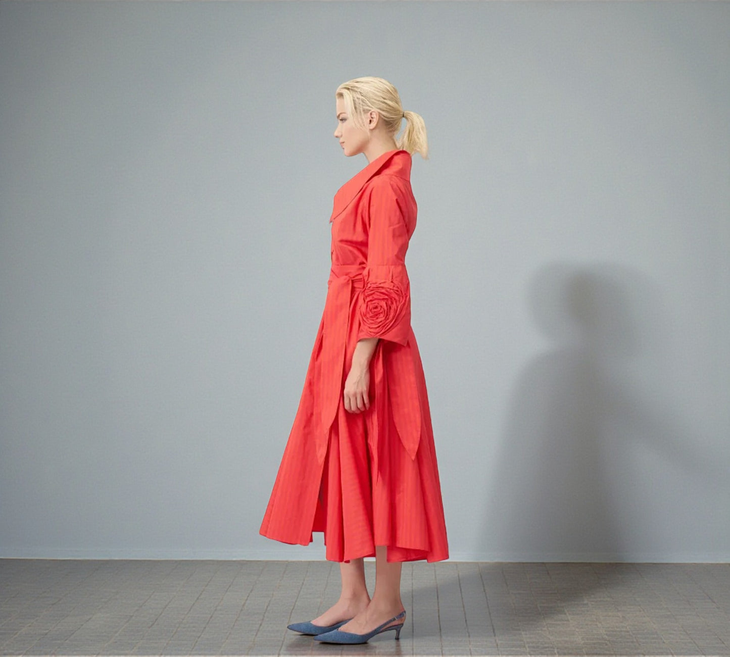 Bize Statement Shirt Dress with Rosette Sleeve - Above the Crowd Boutique