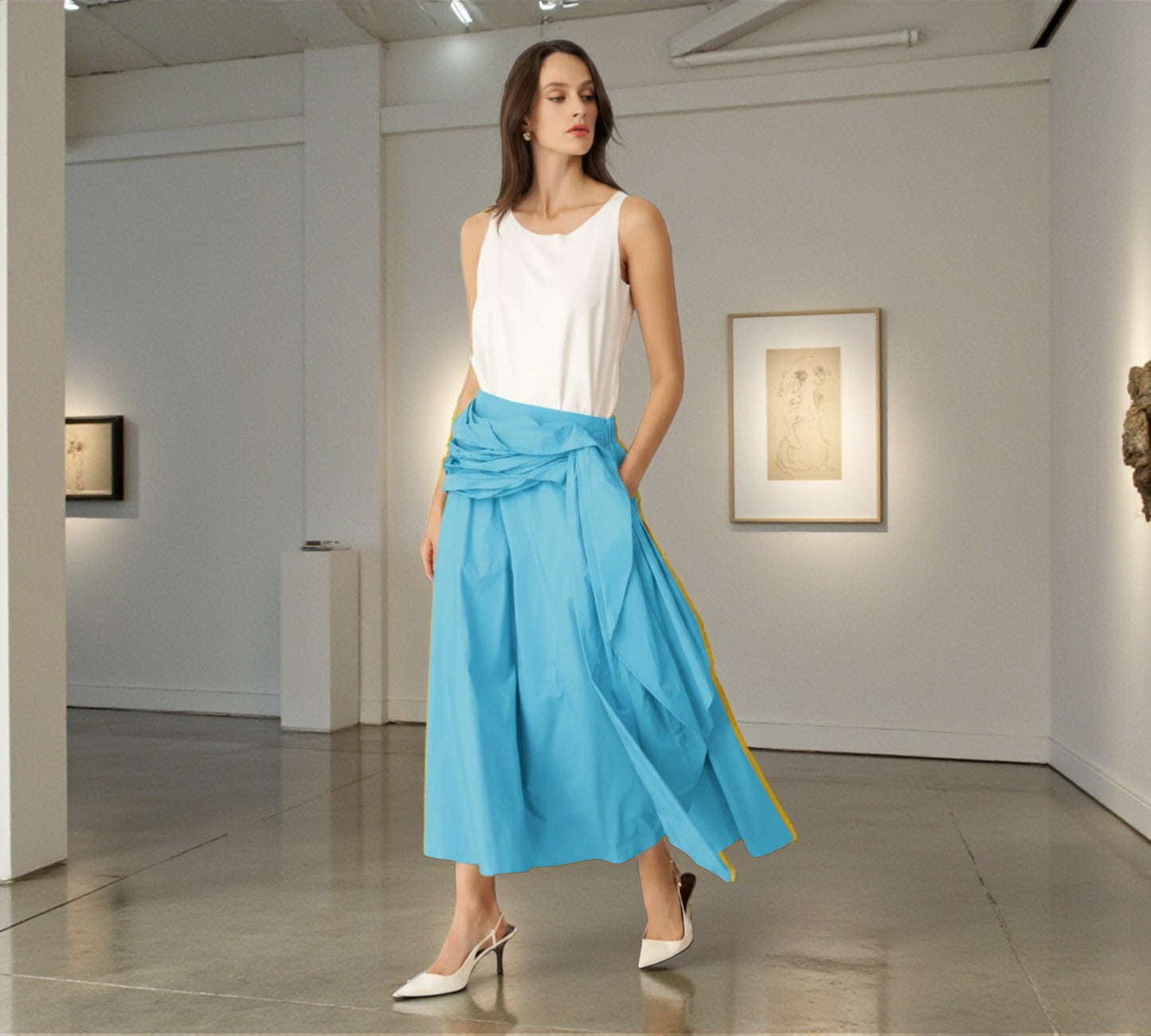 Bize Draped Midi Skirt - Above the Crowd Boutique