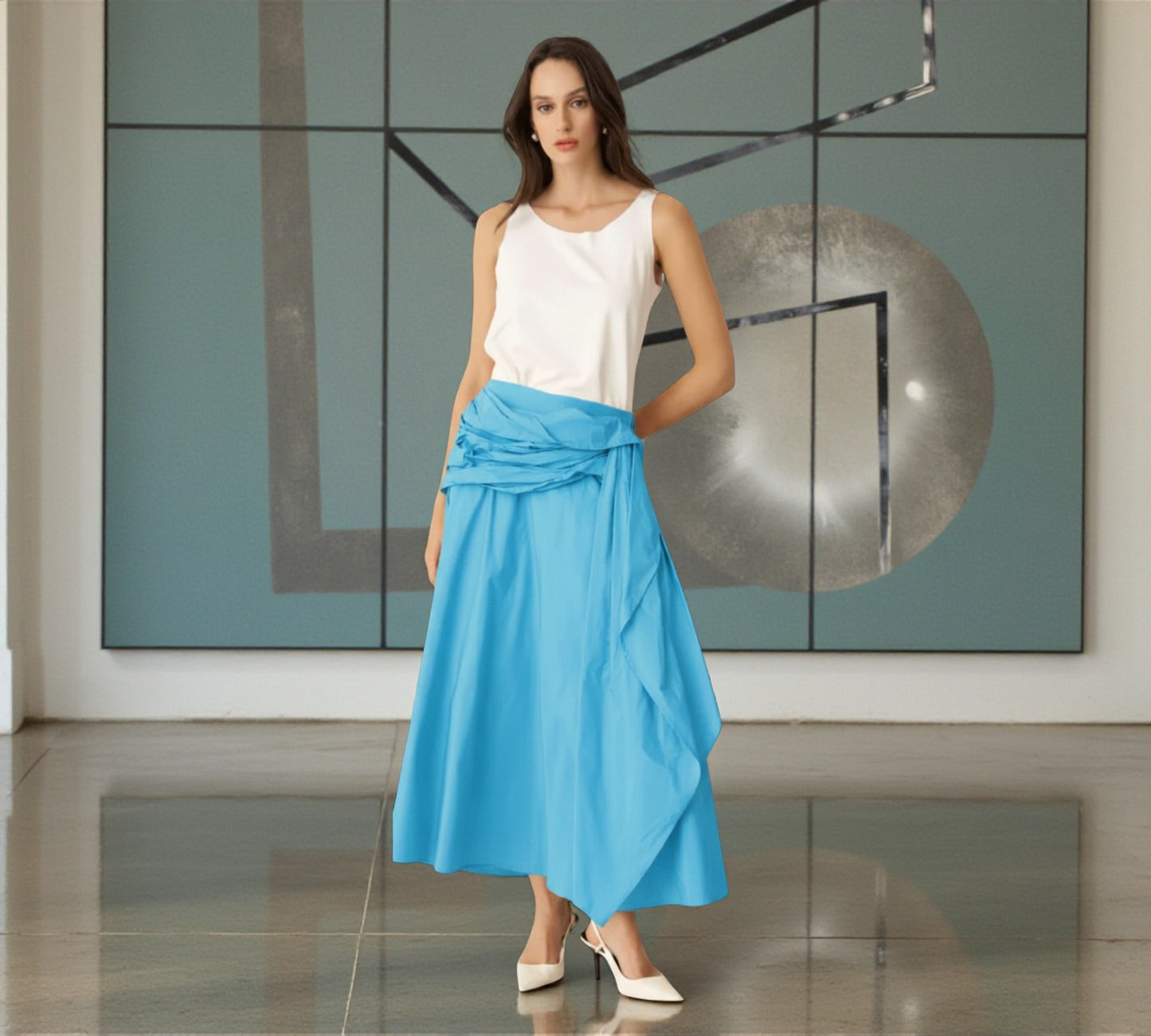 Bize Draped Midi Skirt - Above the Crowd Boutique