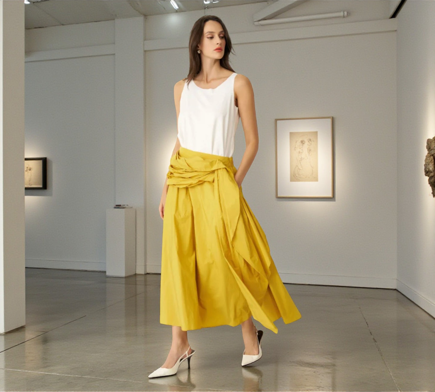 Bize Draped Midi Skirt - Above the Crowd Boutique