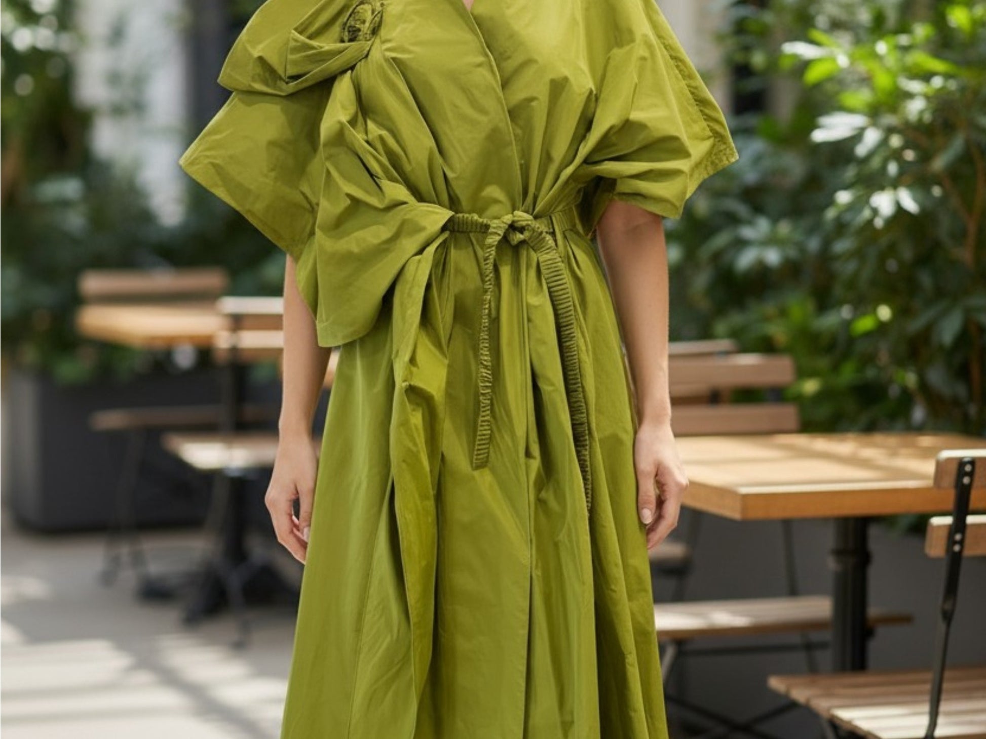 Bize Sculptural Wrap Dress Grass Green / Medium Bize Sculptural Wrap Dress Grass Green / Medium