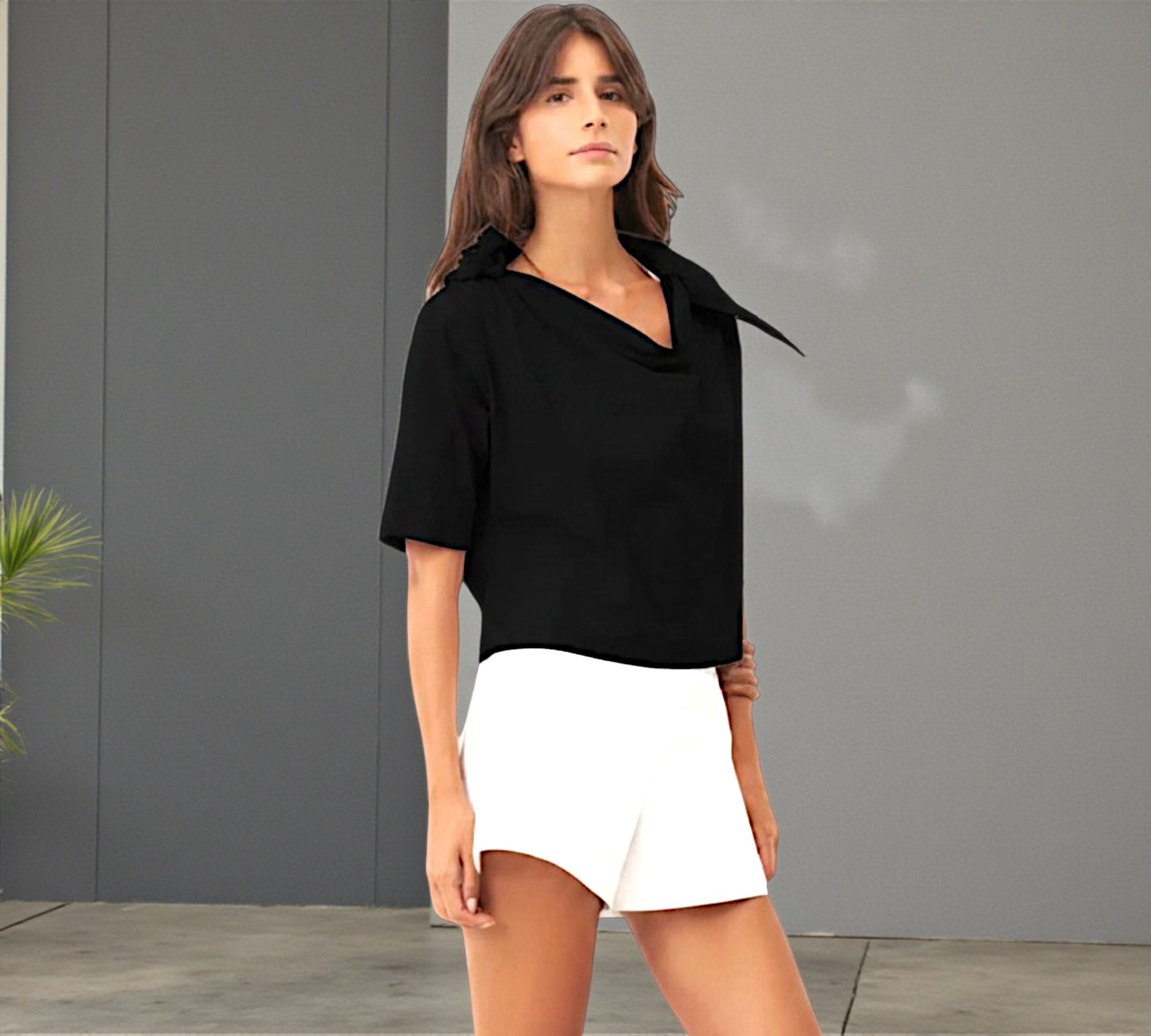 Bize Sculptural Collar Top - Above the Crowd Boutique