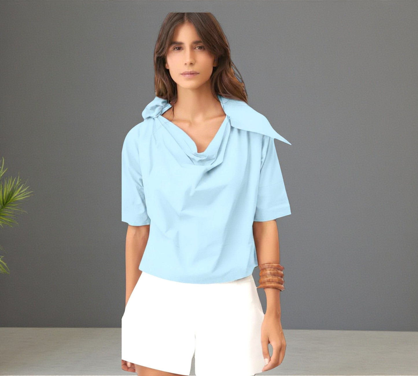 Bize Sculptural Collar Top - Above the Crowd Boutique