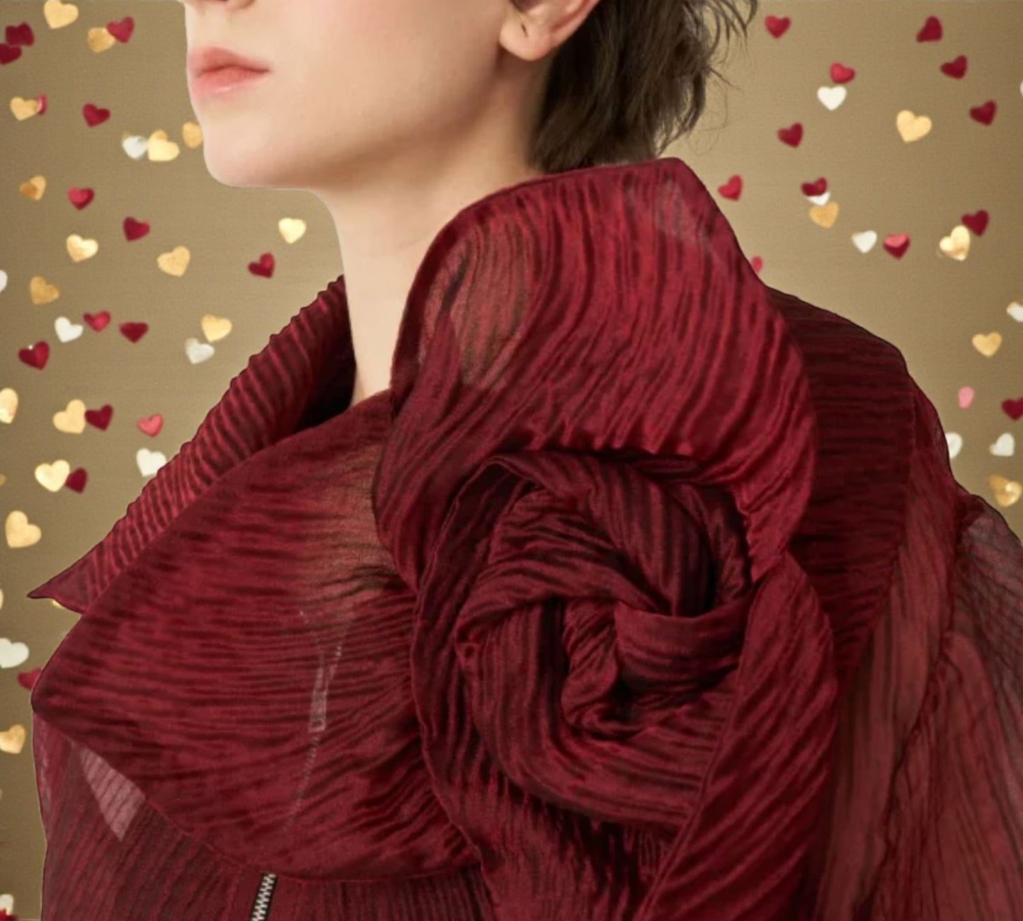 Bize Sheer Pleated Organza Bomber Jacket with Statement Rose - Above the Crowd Butique