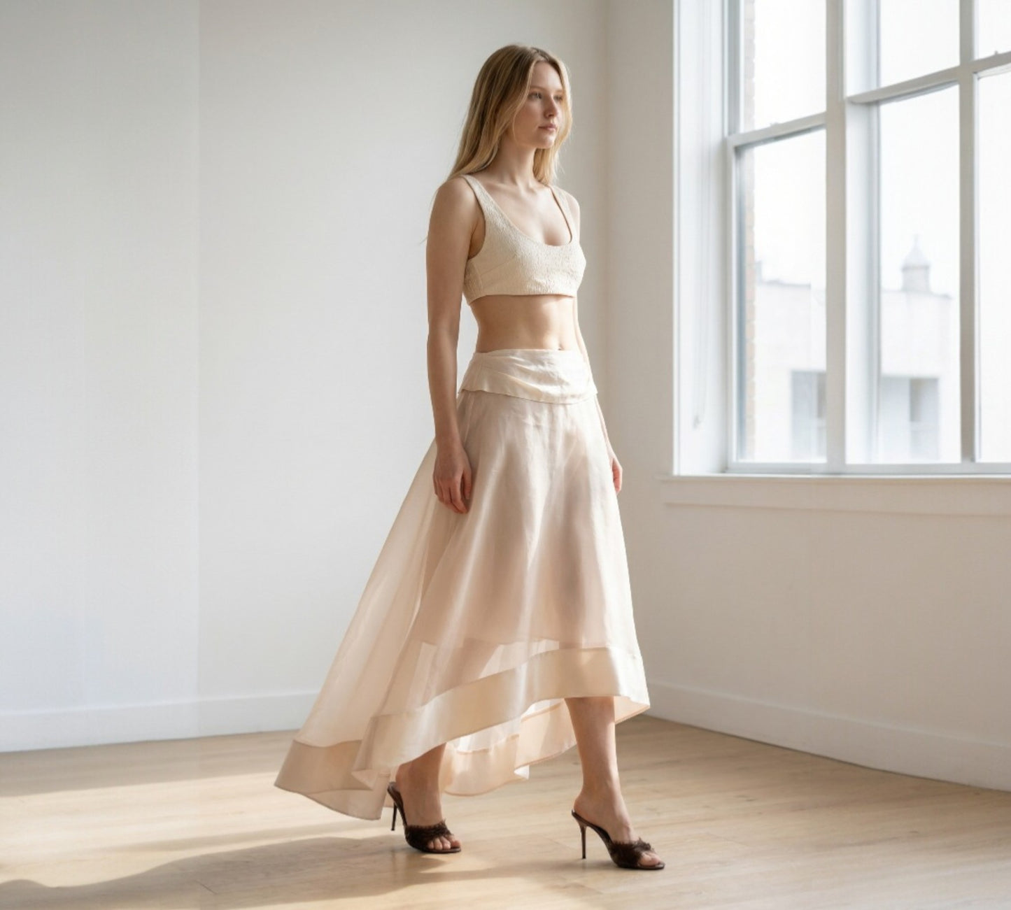Bize Asymmetrical Flowing Skirt