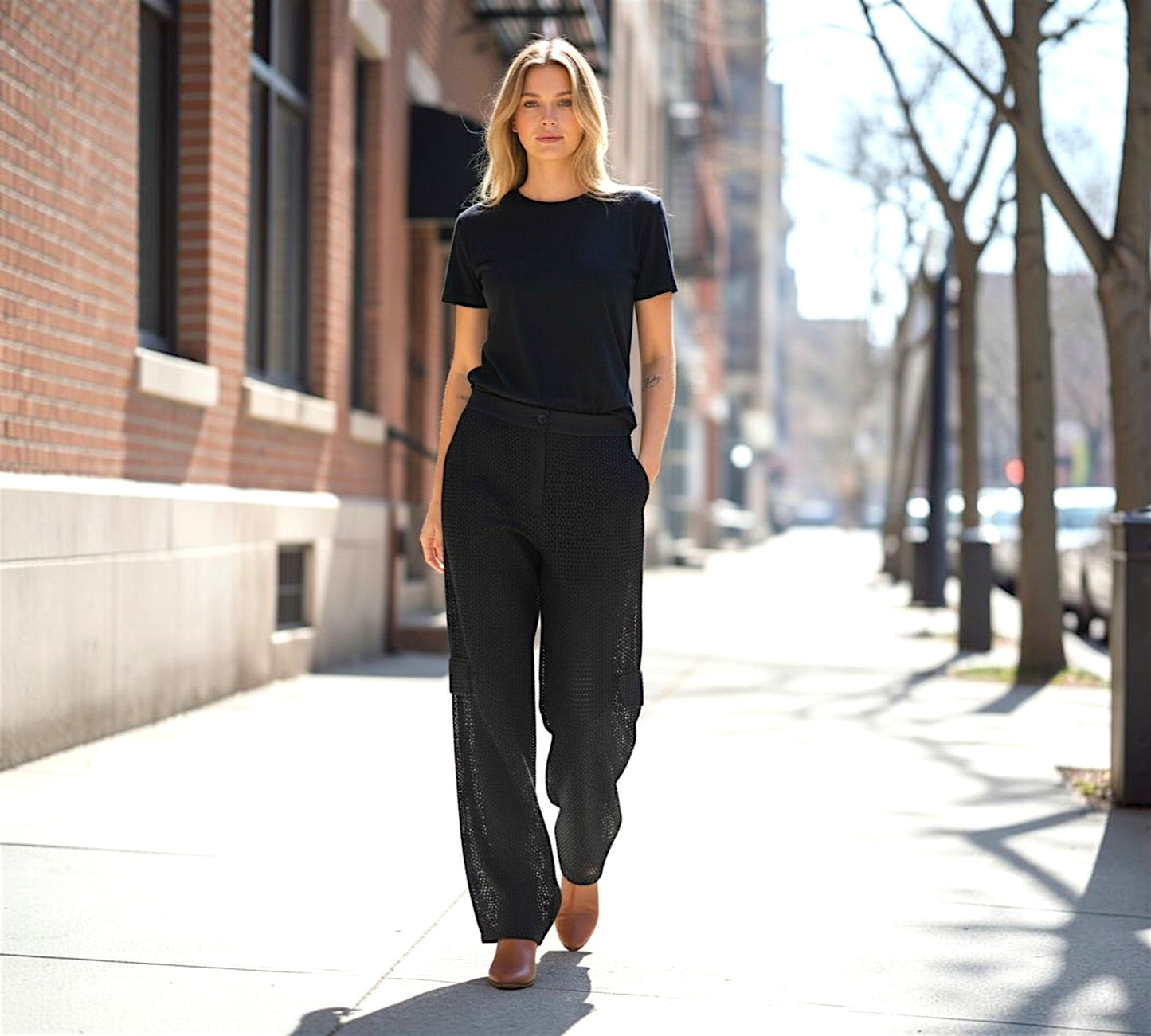 Textured Mesh Cargo Pants - Above the Crowd Boutique
