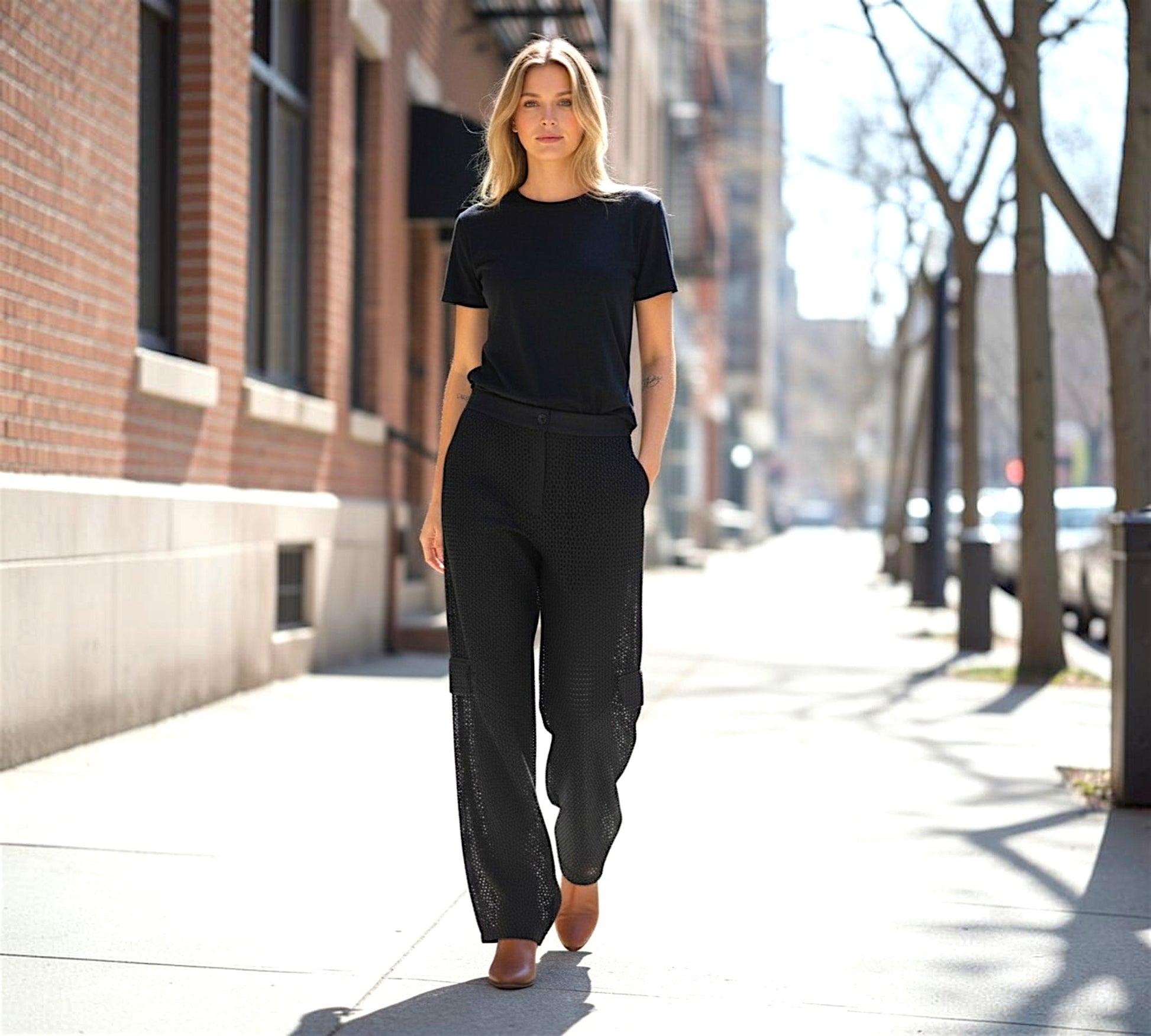 Textured Mesh Cargo Pants - Above the Crowd Boutique