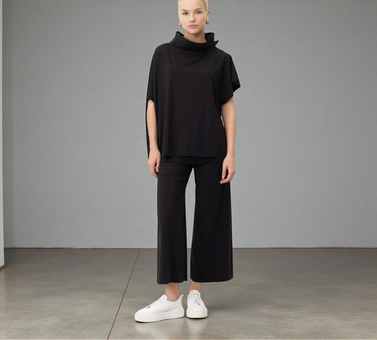 Bize Sculpted Collar Oversized Top - Above the Crowd Boutique
