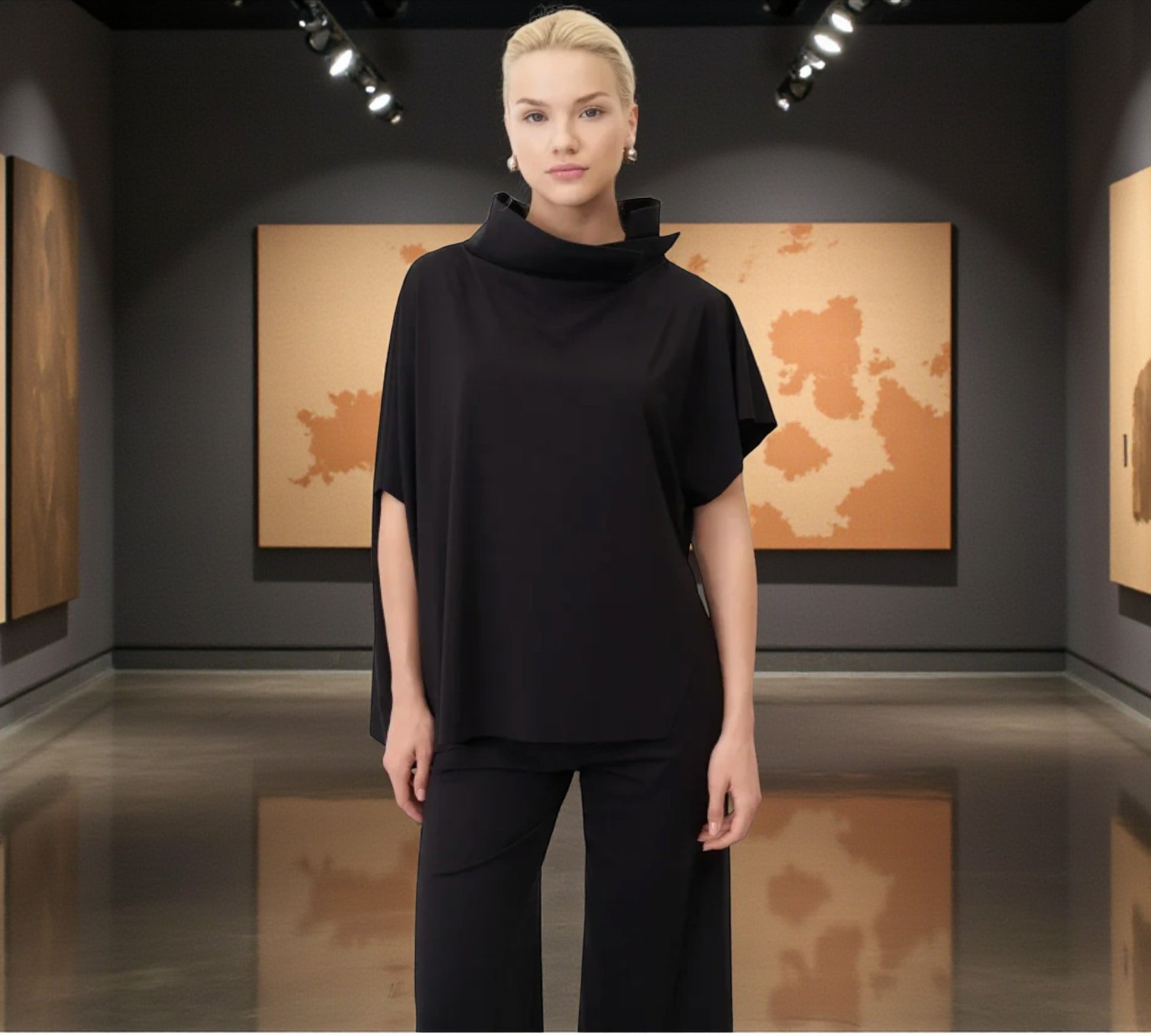 Bize Sculpted Collar Oversized Top - Above the Crowd Boutique