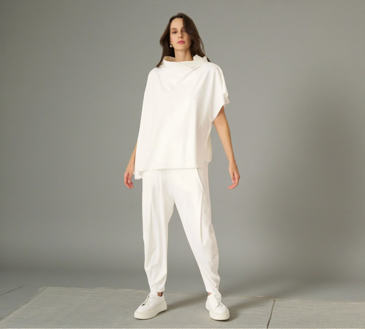 Bize Sculpted Collar Oversized Top - Above the Crowd Boutique