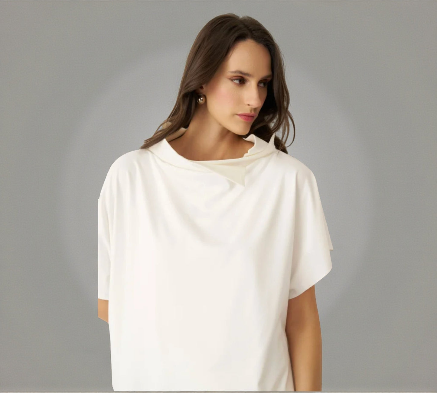 Bize Sculpted Collar Oversized Top - Above the Crowd Boutique