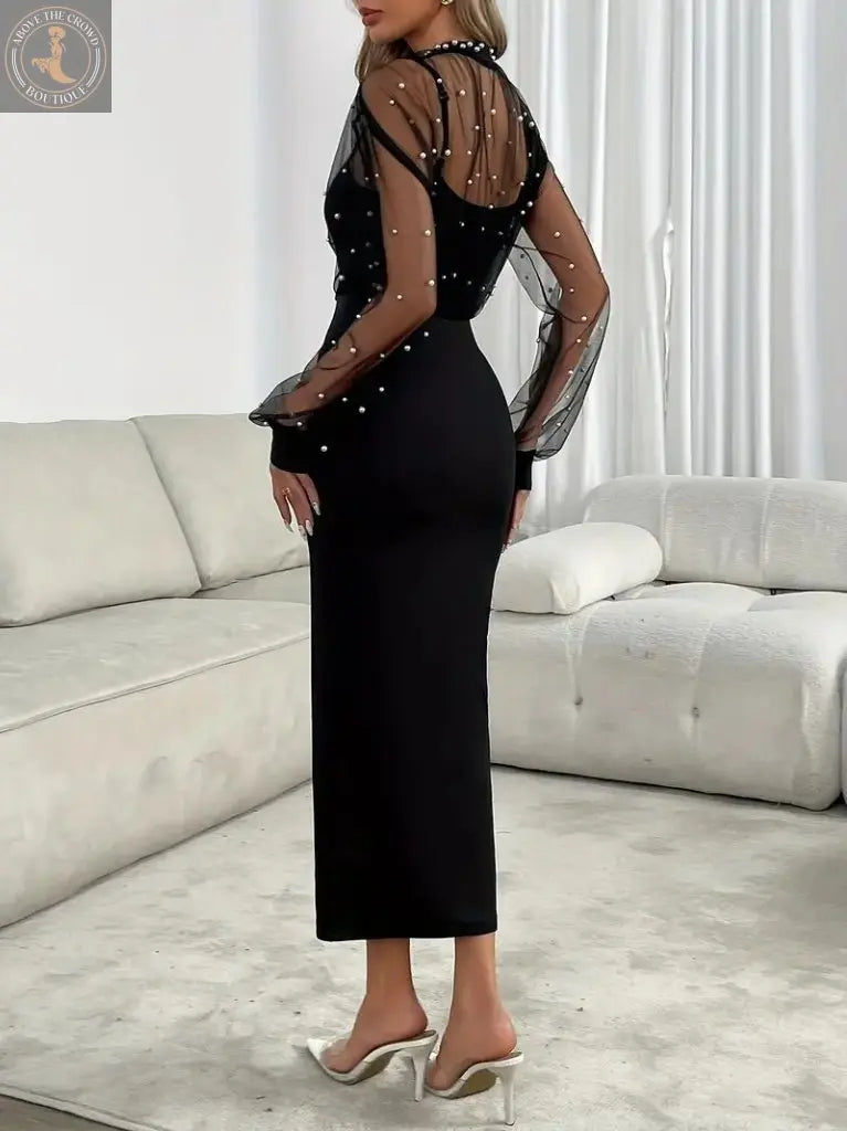 Black Elegant Bodycon Midi Dress