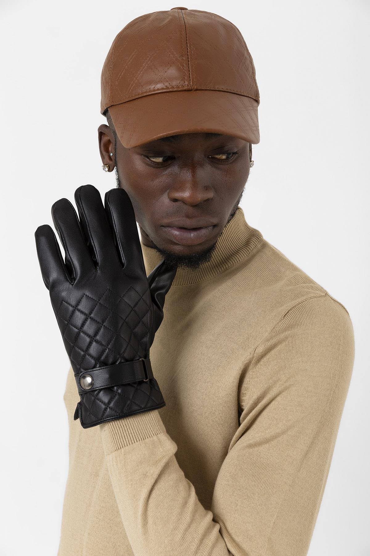 Leather Quilted Men's Gloves