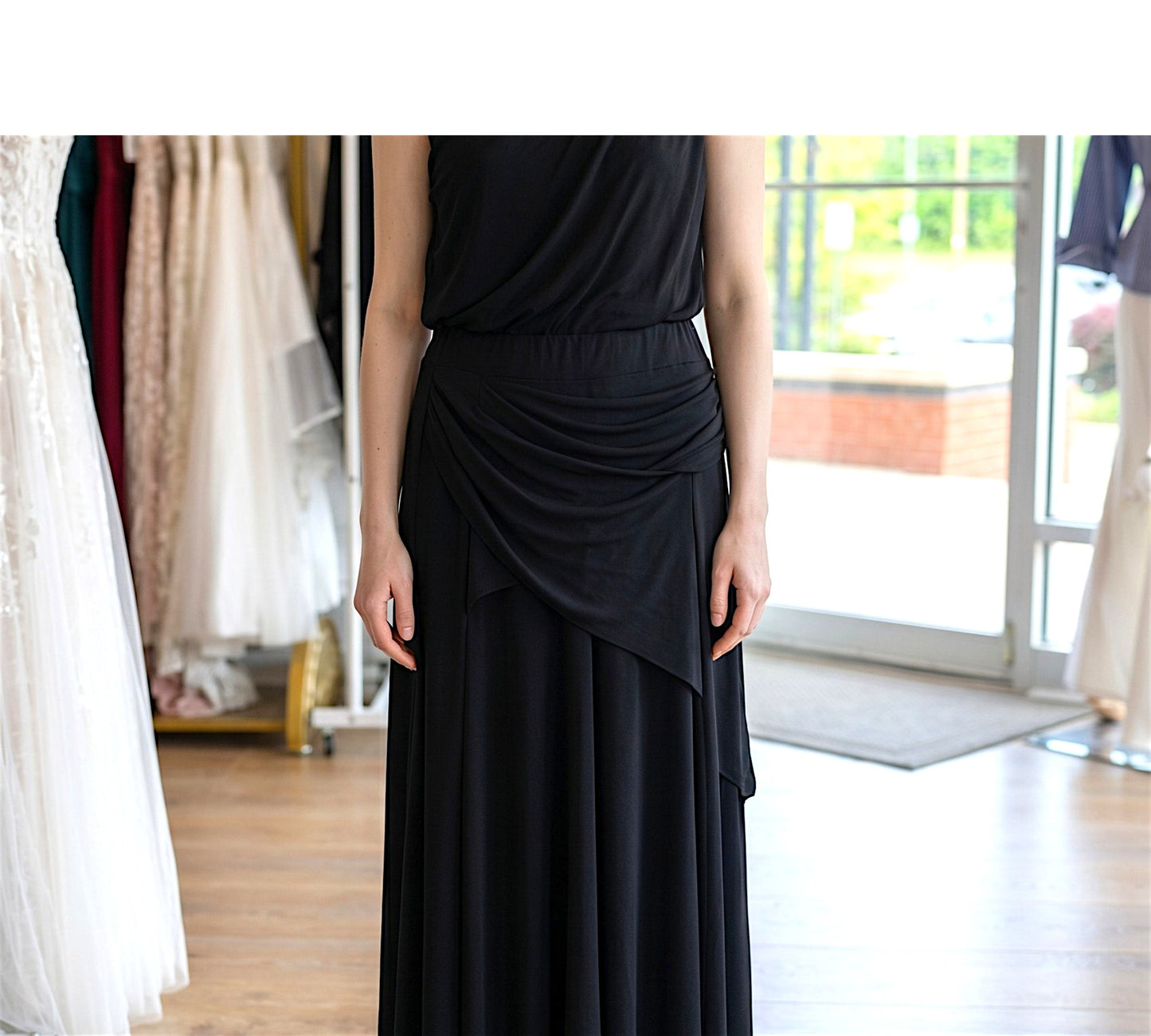 Bize Draped Top & Skirt Set – Contemporary Elegance - Above the Crowd Boutique