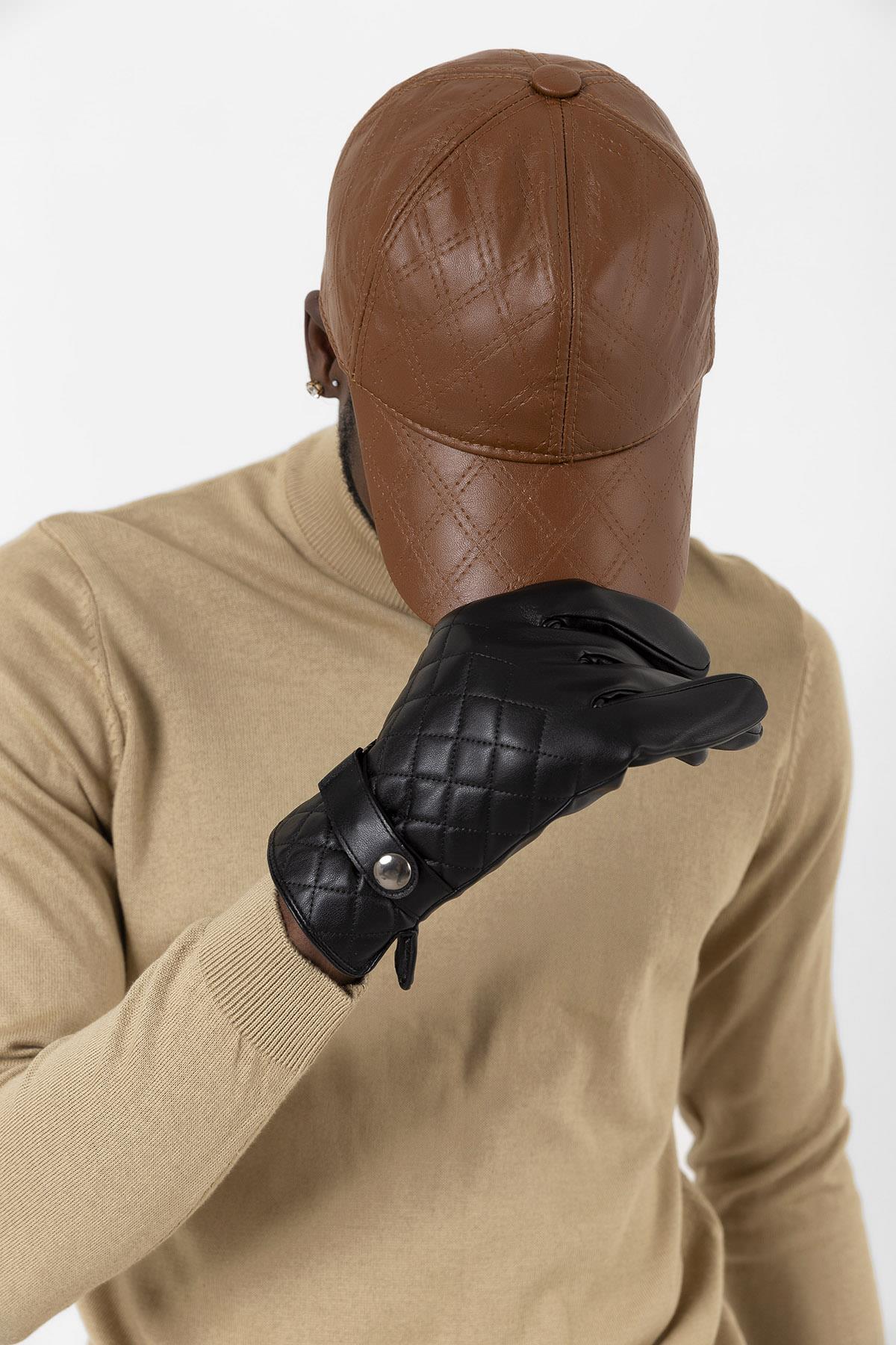 Leather Quilted Men's Gloves