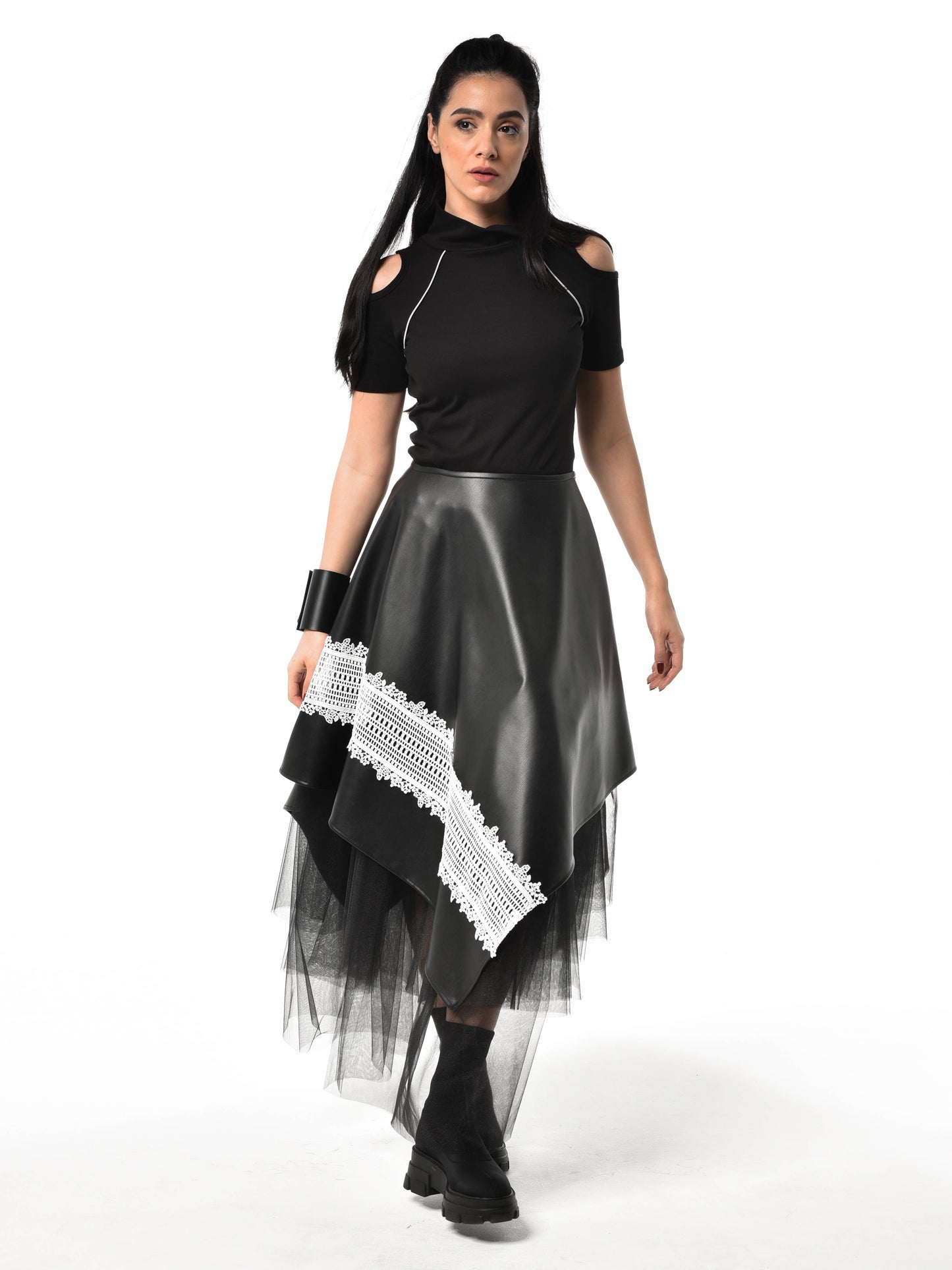 Metamorphosa Avant Garde Leather Skirt