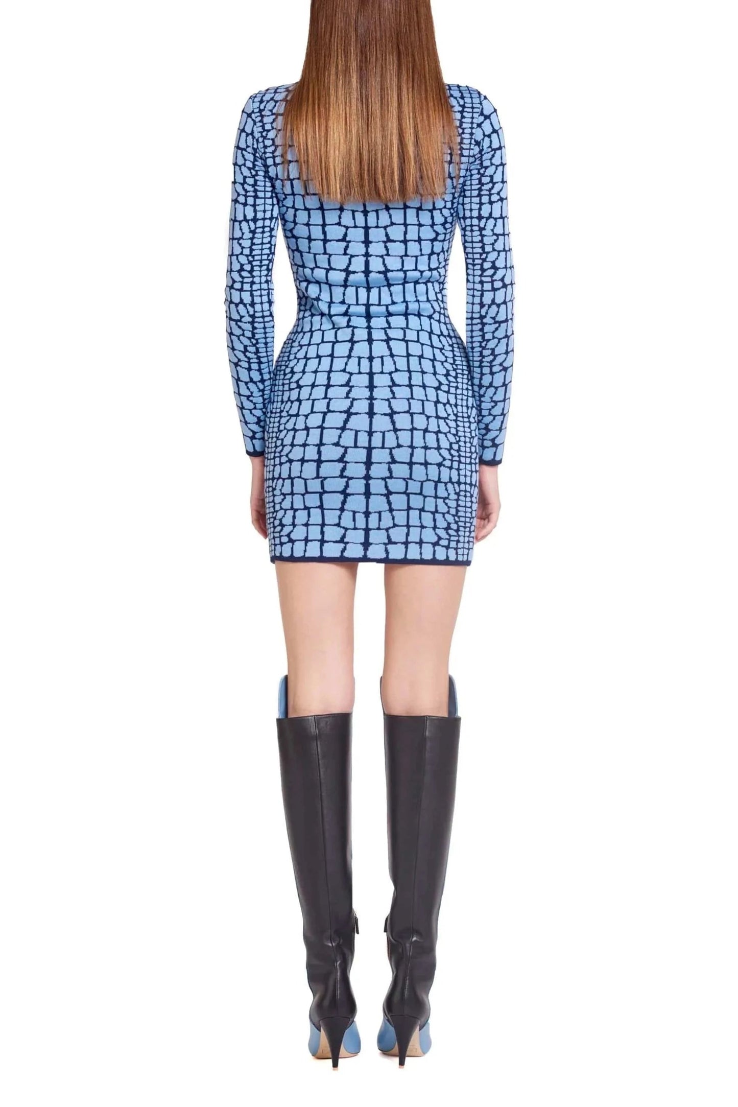 4Uattro Women Blue Dress With Black Checkers 4Uattro