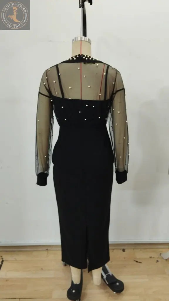 Black Elegant Bodycon Midi Dress