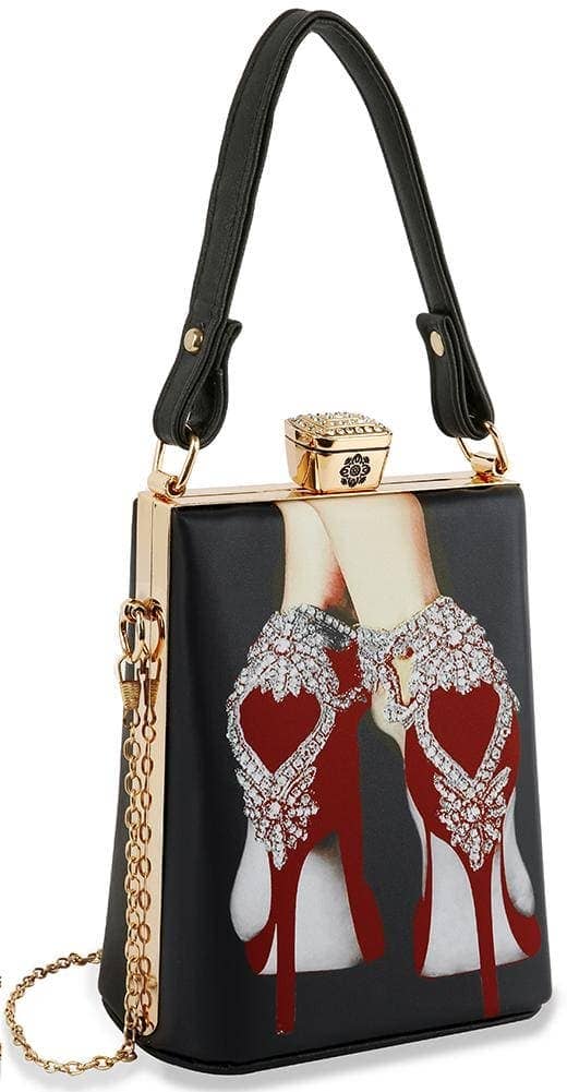 Retro Red Heels Print Petite Hand Tote 0237