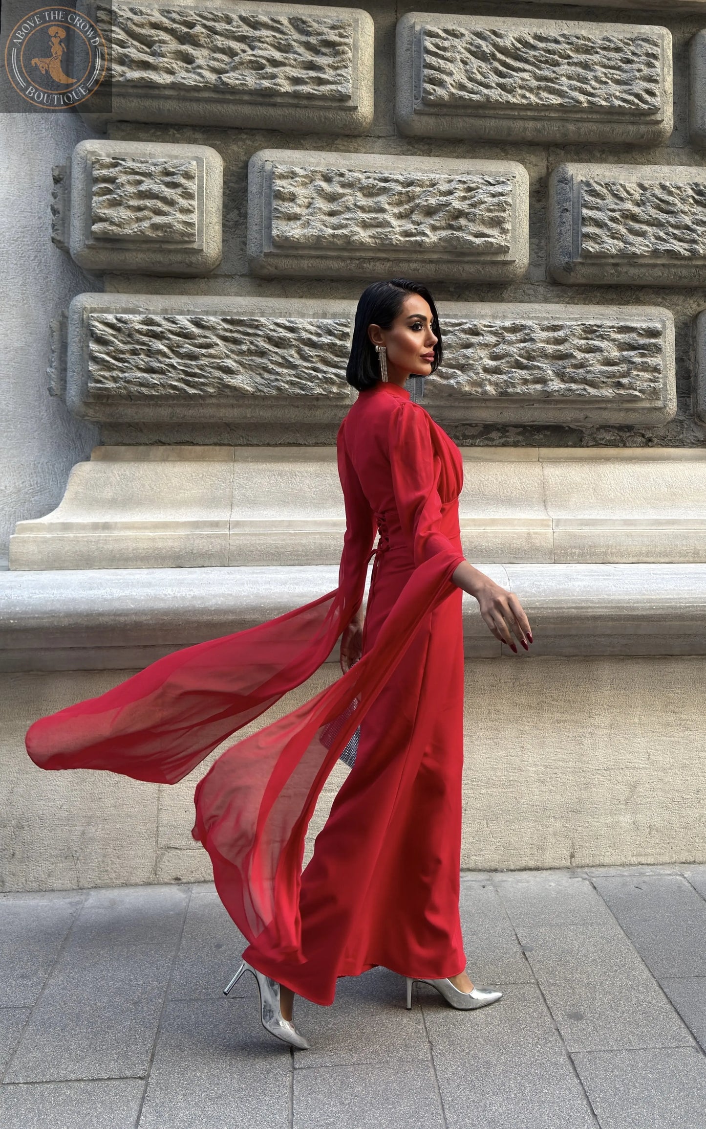 Red Elegant Formal Sheath Dress