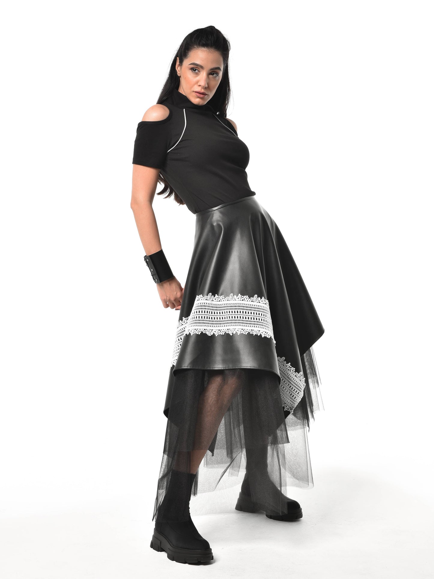 Metamorphosa Avant Garde Leather Skirt