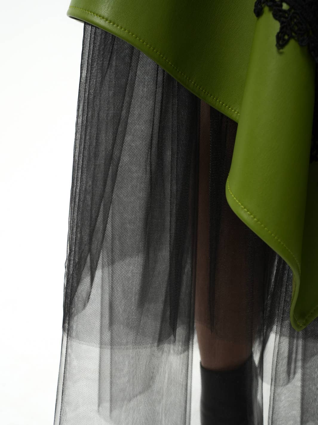 Metamorphosa Vegan Leather Skirt with Tulle