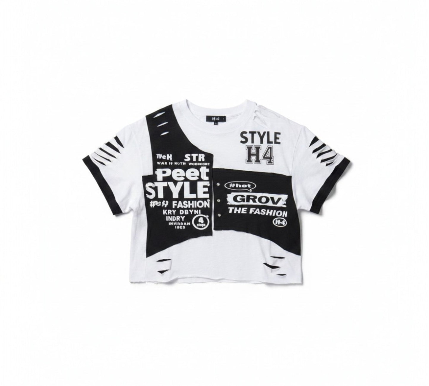 H-4 Graphic Cut-Out Cropped T-Shirt - Above the Crowd Boutique