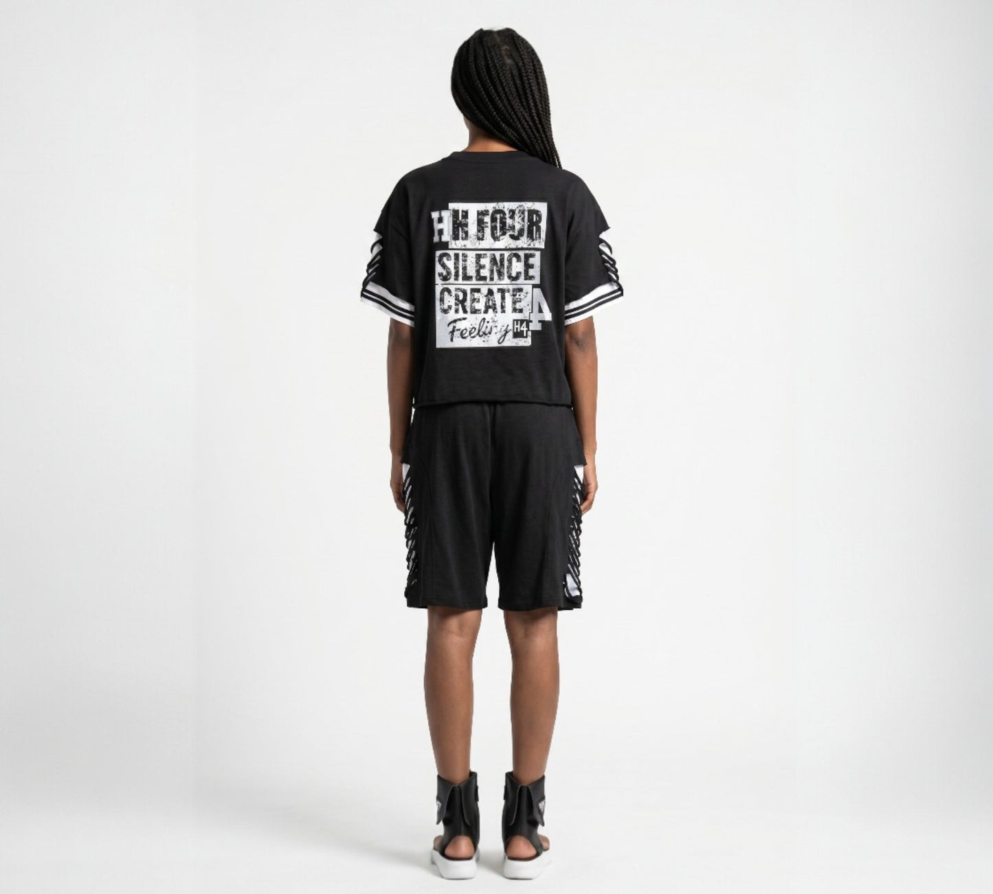 H-4 Graphic Cut-Out Cropped T-Shirt - Above the Crowd Boutique