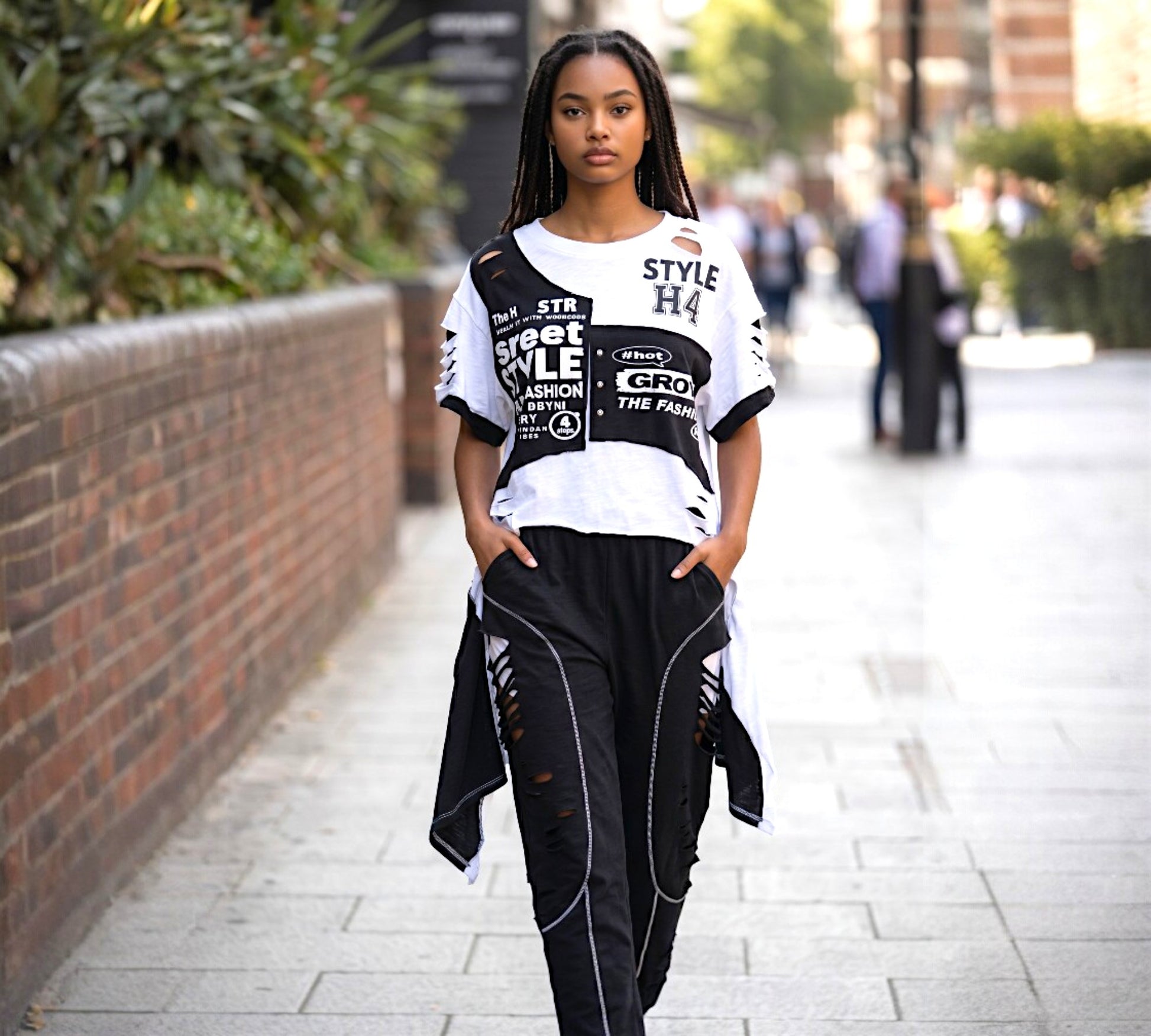 H-4 Graphic Cut-Out Cropped T-Shirt - Above the Crowd Boutique
