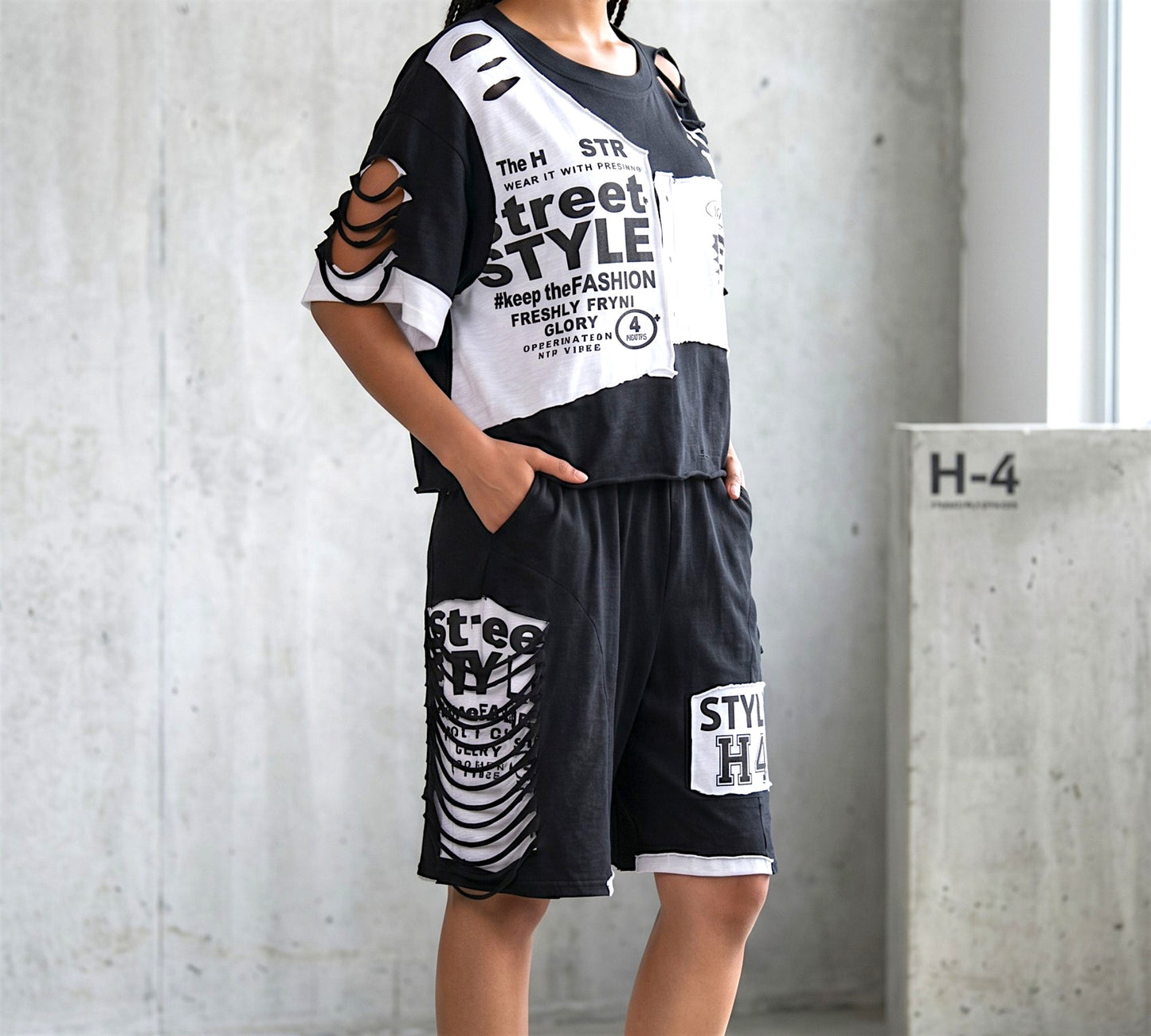 H-4 Graphic Cut-Out Cropped T-Shirt - Above the Crowd Boutique