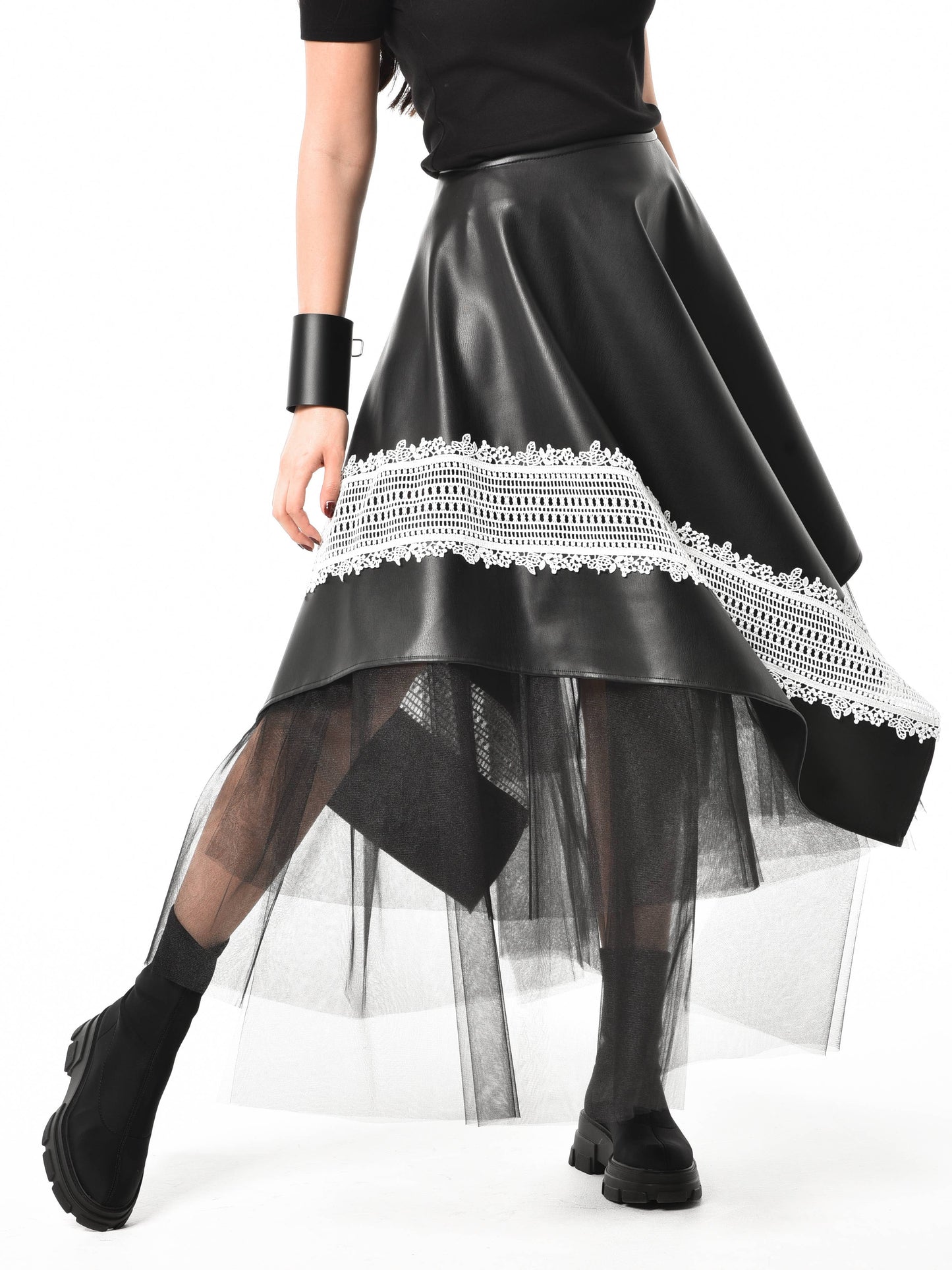 Metamorphosa Avant Garde Leather Skirt