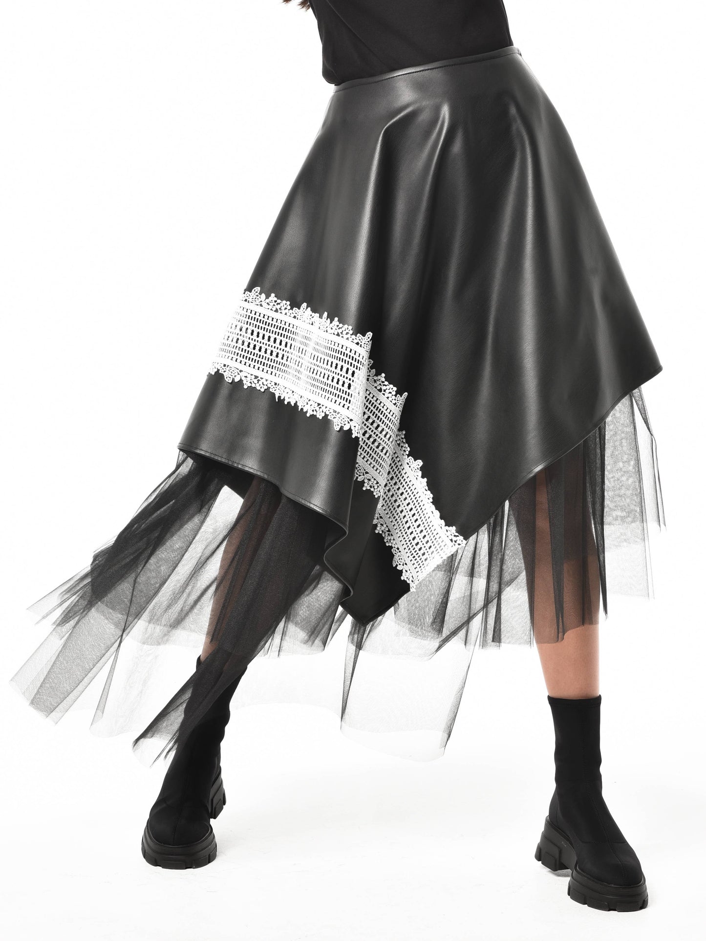 Metamorphosa Avant Garde Leather Skirt