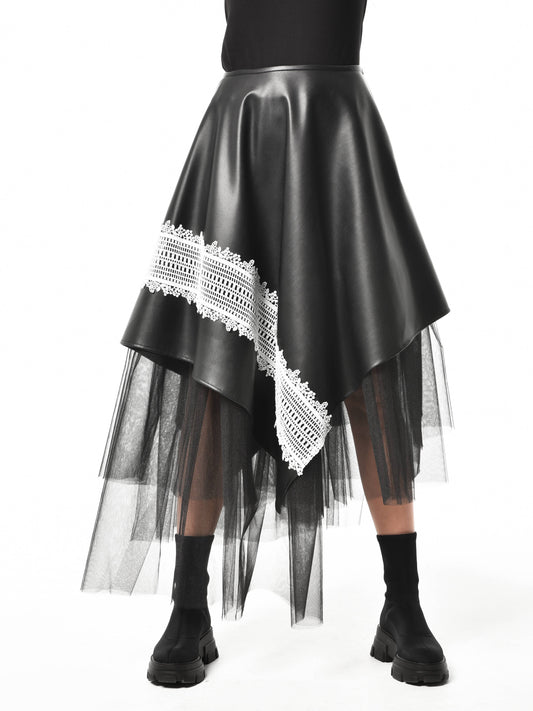 Metamorphosa Avant Garde Leather Skirt