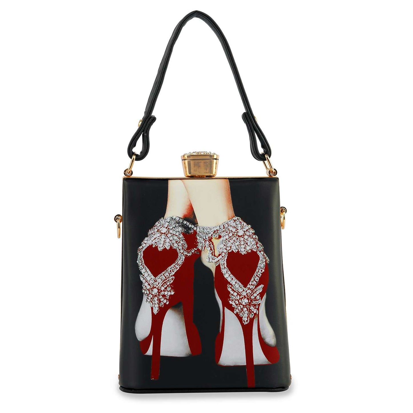 Retro Red Heels Print Petite Hand Tote 0237