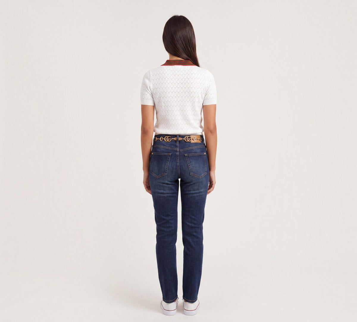 Contrast Stripe Collar Pointelle Knit Polo Shirt - Above the Crowd Boutique