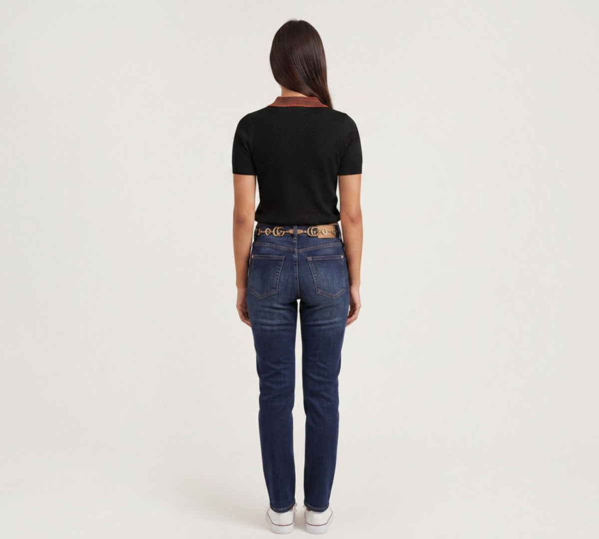 Contrast Stripe Collar Pointelle Knit Polo Shirt - Above the Crowd Boutique