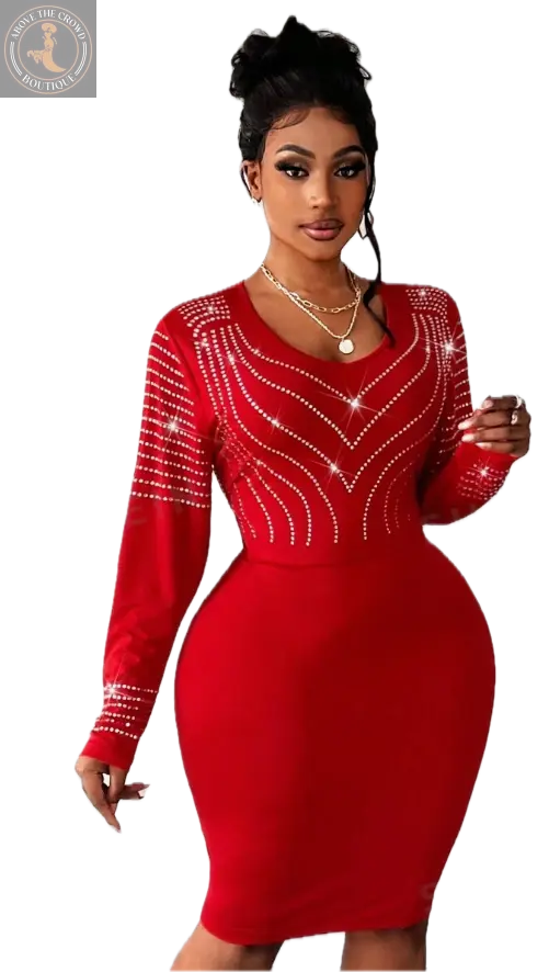 ATCBoutique Plus Size Women Elegant Rhinestone Dress 3XL ATCBoutique