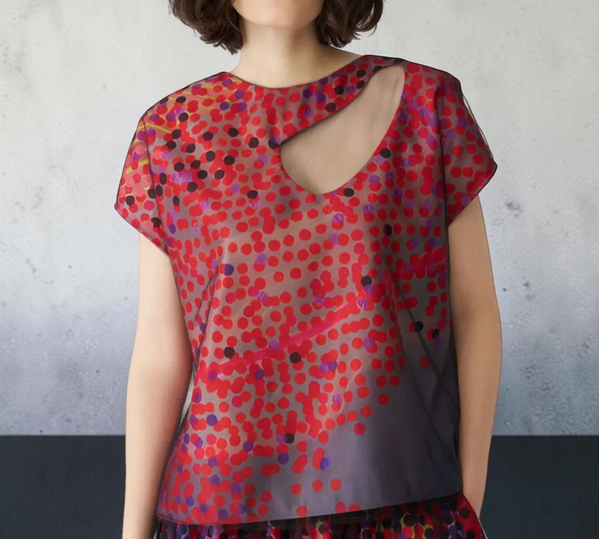 Artistic Dot Print Blouse And Tulle Midi Skirt Two-Piece Suit - Above the Crowd Boutique