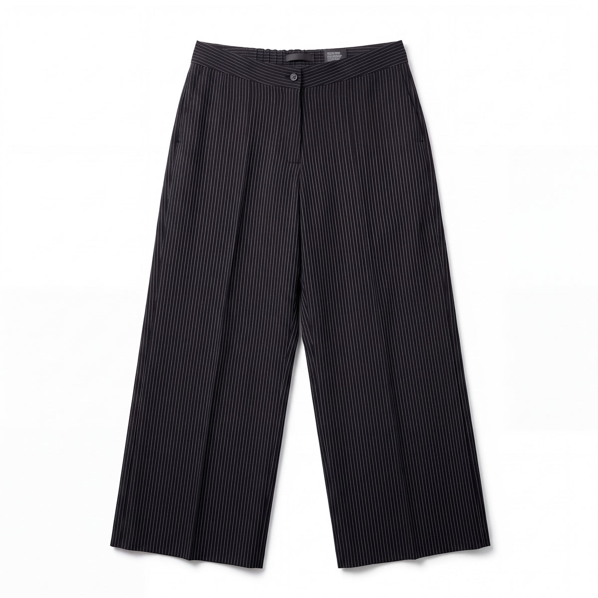 Plus Size Black Pinstripe Wide-Leg Pants - Above the Crowd Boutique