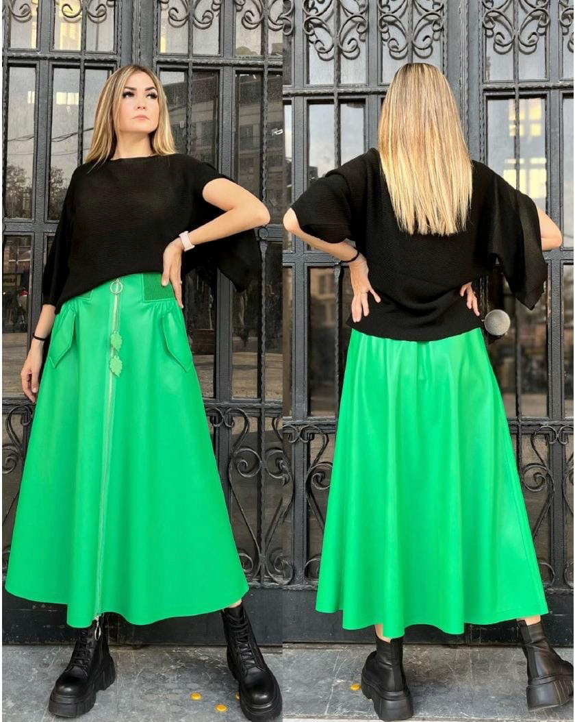 Bize Faux Leather Skirt 24W-BZ5439 Bize