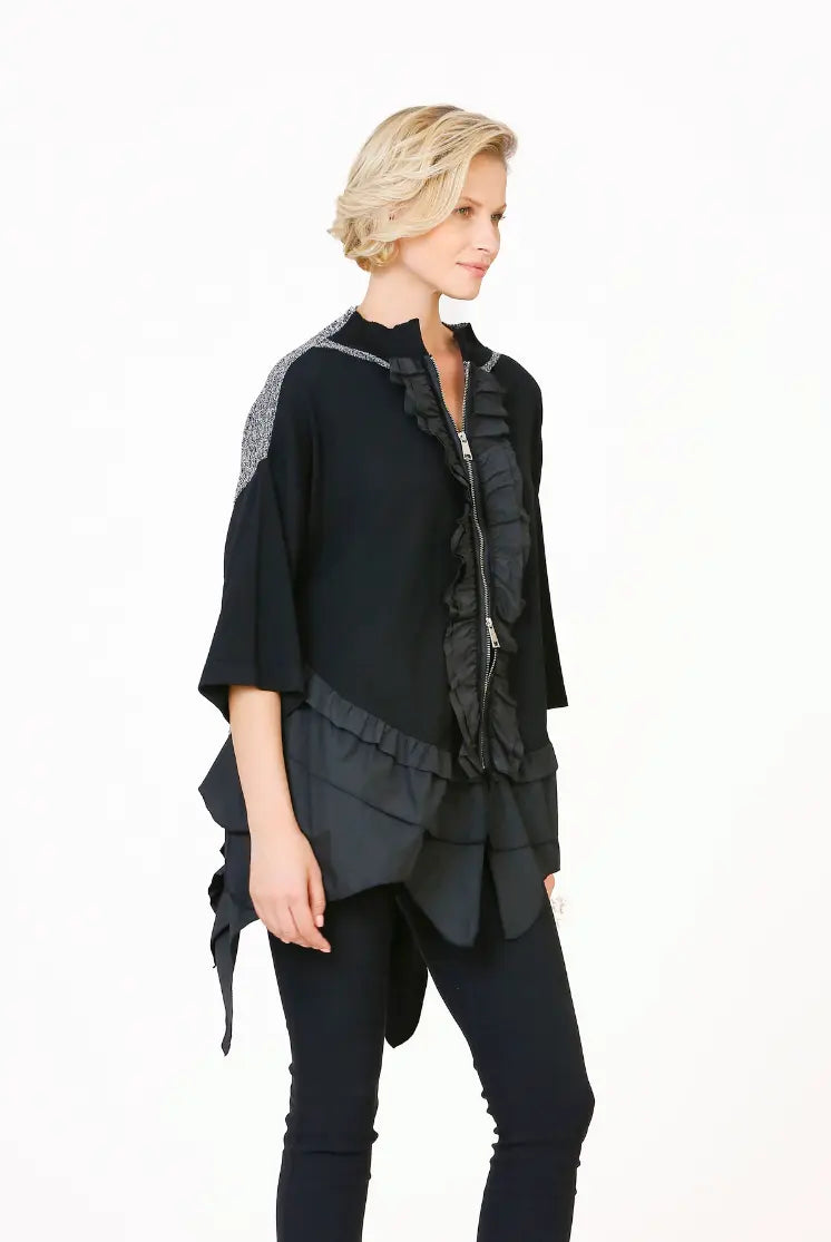 Bize Flounced Front Double Color Knitwear Blouse 24W-BT078 Bize