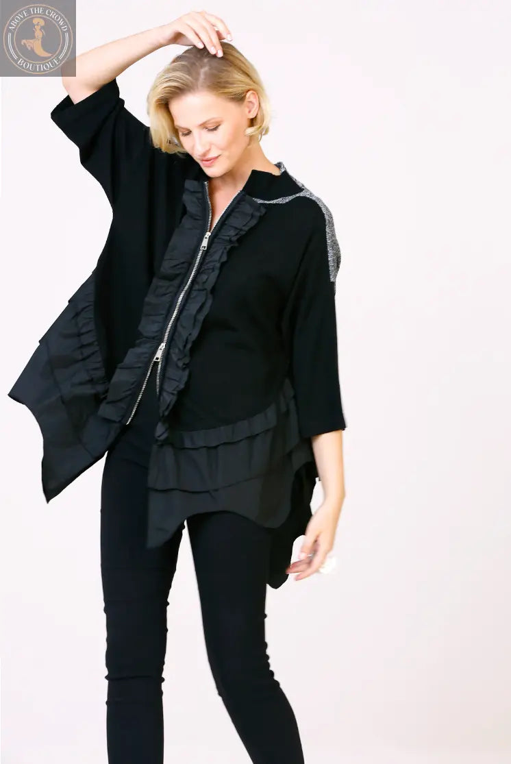 Bize Flounced Front Double Color Knitwear Blouse 24W-BT078 Bize