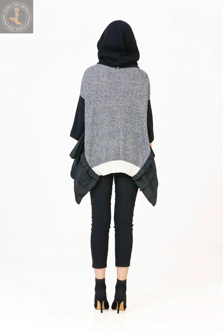 Bize Flounced Front Double Color Knitwear Blouse 24W-BT078 Bize